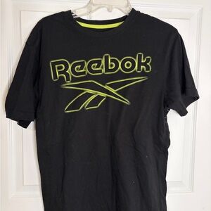Reebok Black Short-Sleeve Tee with Neon Yellow Logo
